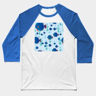 Sea Fish Pattern Background Seamless Baseball T-Shirt